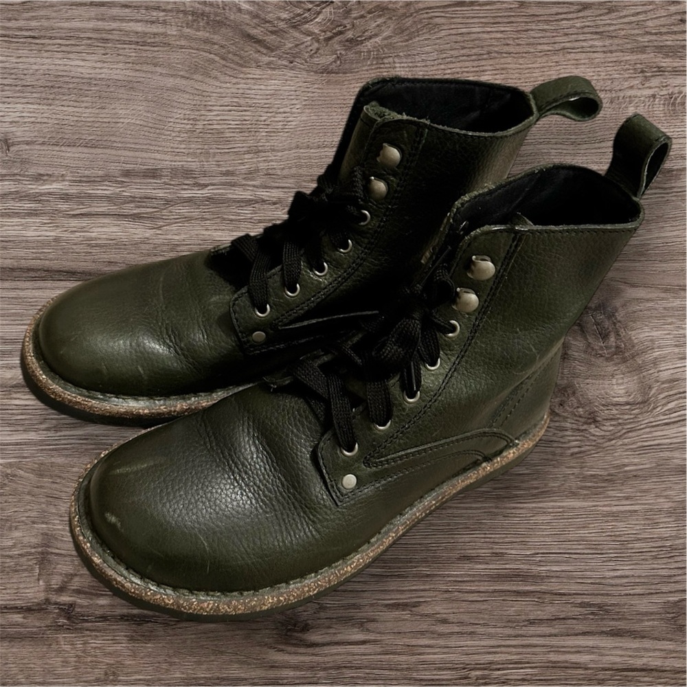 Birkenstock Dark Green Leather Boots size 38 ( sz.7-7.5)